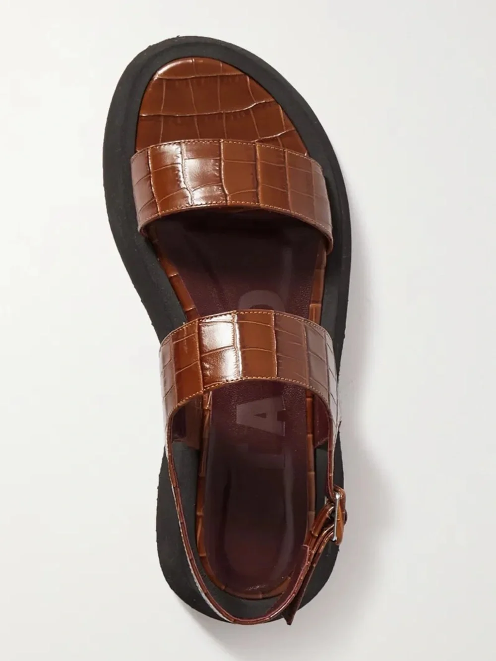 STAUD Nicky Croc-Effect Leather Slingback Platform Sandals - Picture 3 of 4